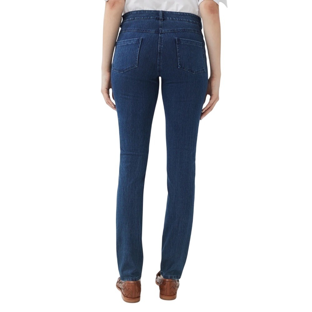 J. McLaughlin Lexi Straight Leg Jeans Dark Wash Blue Denim Gold Hardware Size 2 - Picture 2 of 6